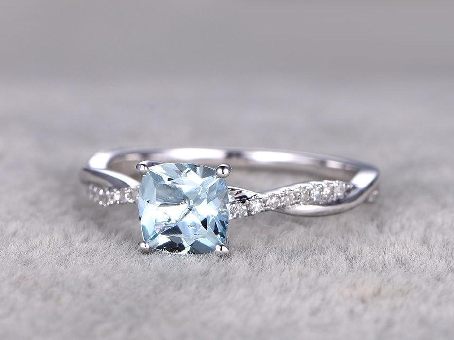 Buy Pear Shaped Aquamarine Engagement Ring White Gold Vintage Diamond Rings  Unique Art Deco Infinity Ring Birthstone Anniversary Wedding Ring Online in  India - Etsy